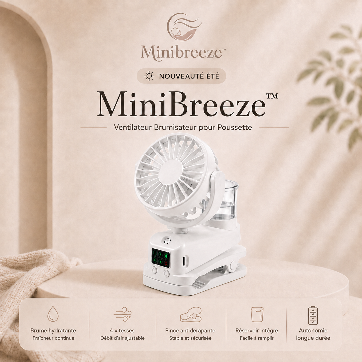 MiniBreeze™ | Ventilateur Brumisateur pour Poussette
