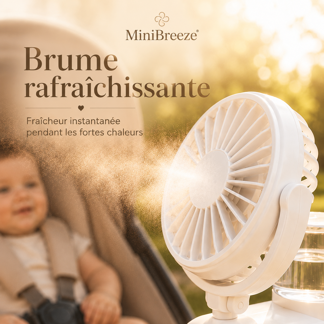 MiniBreeze™ | Ventilateur Brumisateur pour Poussette